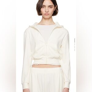 NWT SKIMS Cotton Jersey zip up slim hoodie Marble Medium